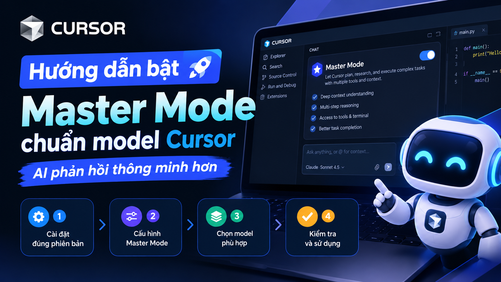 Hướng dẫn bật Master Mode chuẩn model Cursor – AI phản hồi thông minh hơn