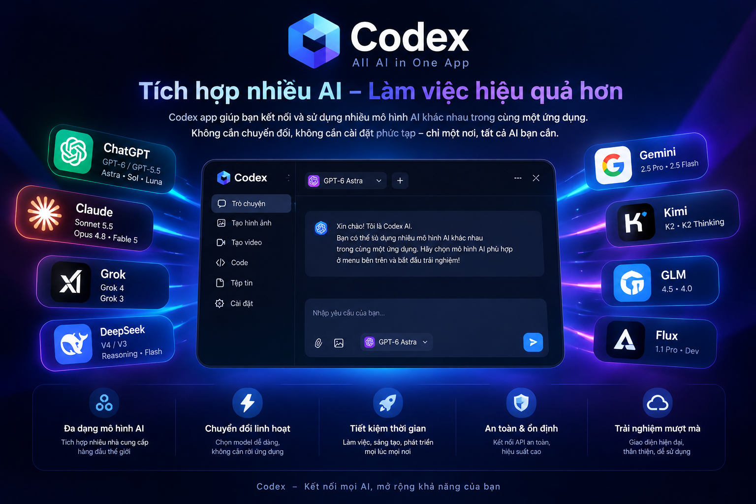 Phần mềm hỗ trợ tích hợp nhiều AI trong Codex app